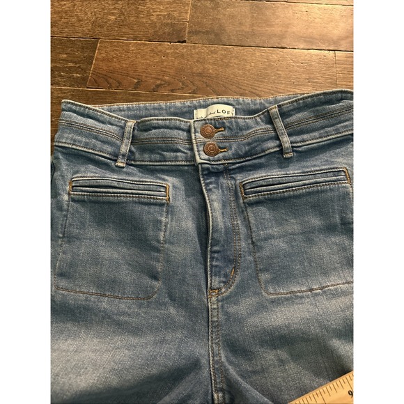 LOFT The Slim Flare Jeans Size 28/6 High Rise Ann Taylor Denim Light Wash - Picture 4 of 6
